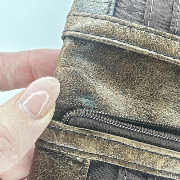 Fossil RARE Long Live Vintage 1954 Bifold Brown Lamb Hide Leather Top Zip Wallet - Picture 8 of 16